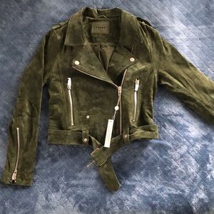 [blanknyc] Green Suede Moto Jacket - size medium